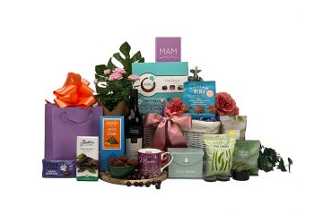 Mother's Day Flowers and Wine Gift Basket